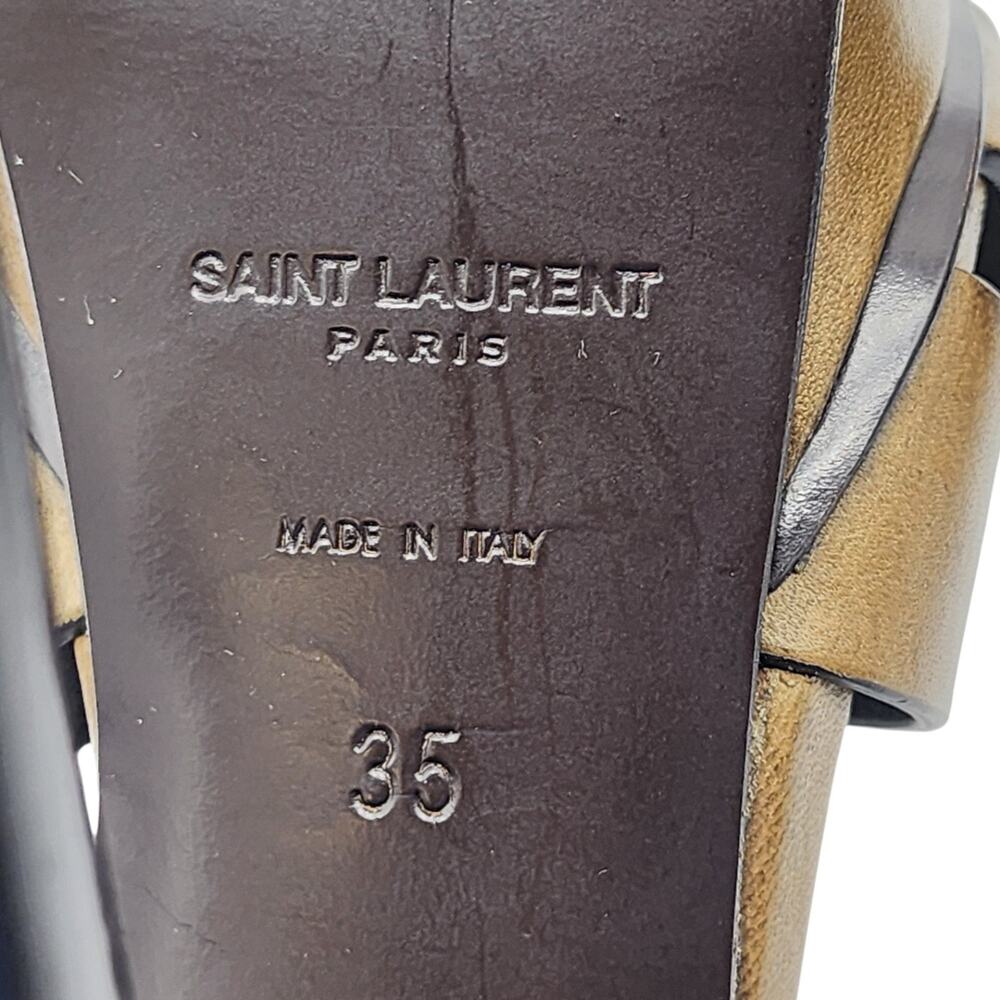 Saint Laurent Tribute Platform Leather Pumps Sandals Brown EU 35 US 5 $1100 NWB - Picture 11 of 11
